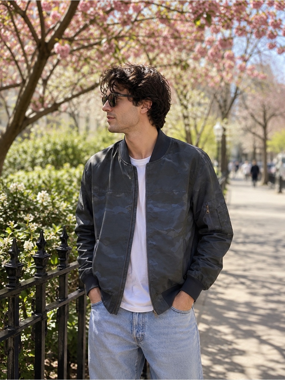 703. Stylish Camouflage Bomber Jacket